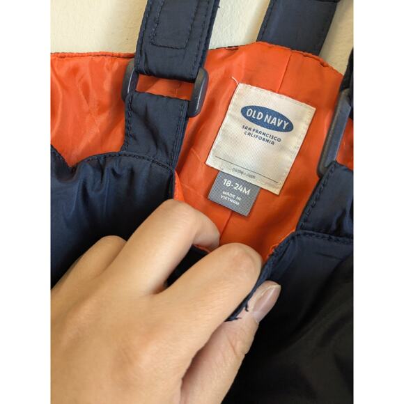 Old Navy Toddler Boy Snow Bib Blue Orange Snow Suit Light Weight Sz 18-24 M - Picture 4 of 12